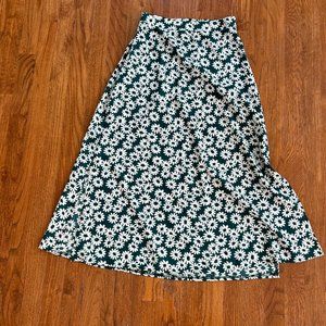 Green Floral Midi Skirt